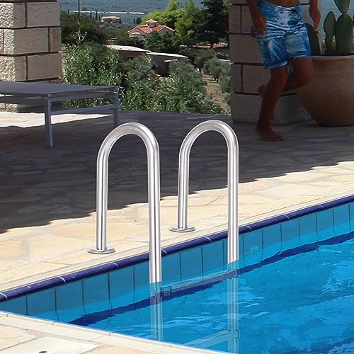 COSTWAY Escalera de Piscina de 3 Peldaños 132 x 50 x 26cm Acero Inoxidable Escalera de Seguridad