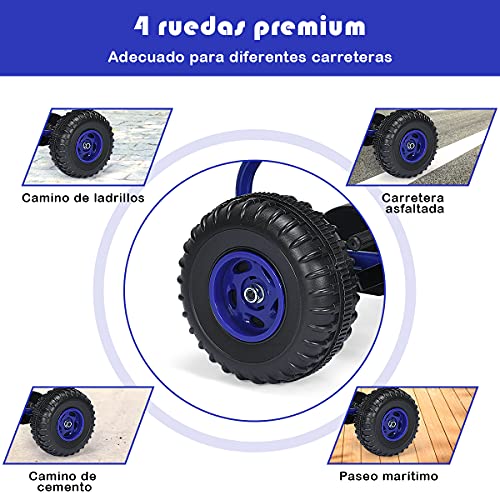 COSTWAY Go Kart de Pedales para Niños con 4 Ruedas Antideslizantes Asiento Envolvente y Freno de Mano, para Niños y Niñas (Azul)