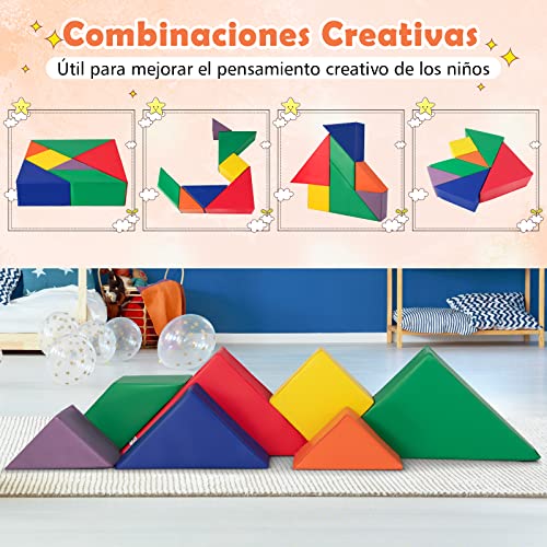 COSTWAY Juego de 7 Bloques de Espuma, Bloques Psicomotricidad, Bloques de Construcción Juguetes Educativos para Bebé Mayores de 18 Meses, Multicolor