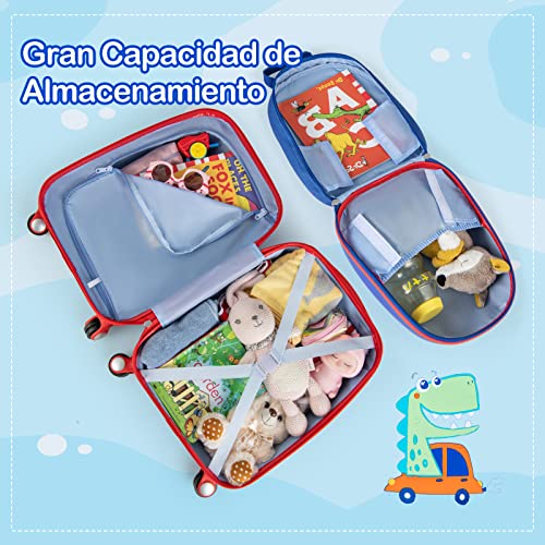 COSTWAY Maleta Infantil Niños, Equipaje de Viaje con Mochila, Juego de Mochila y Maleta Viaje con Ruedas, Cabina Trolley