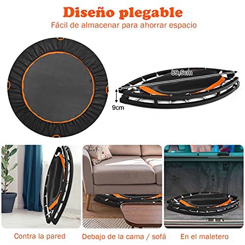 COSTWAY Mini Trampolín de φ120 cm Cama Elástica Fitness Trampolín Plegable para Exterior Interior (Naranja)