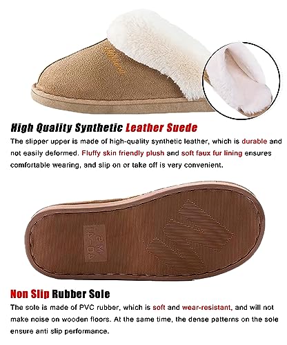 Coswind Zapatillas Casa Hombre Mujer Casual Invierno Peluche Cloud Confortables Cálido Antideslizantes Pantuflas Interior Exterior Marrón claro 280