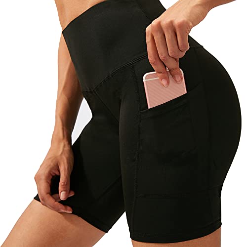 COTOP Pantalones Cortos Deportivos para Mujer,Pantalone Corto Correr Yoga Cintura Alta con Bolsillos,Mallas Cortas para Ciclismo Fitness Control de Barriga Transpirables Sin Costuras No Transparente