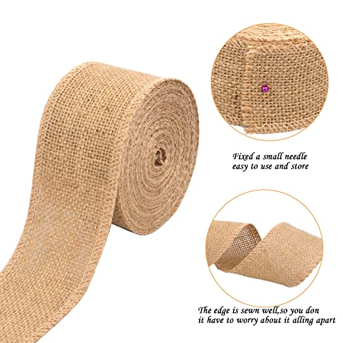 Cozlly 10 Meter Rollo de Cinta de Arpillera, 6 cm Cinta de Arpillera, Cinta de Yute Natural, Rollo de Cinta de Yute, Cinta de Lino Rústico, Cintas de Tela de Arpillera para Envoltura de Regalos