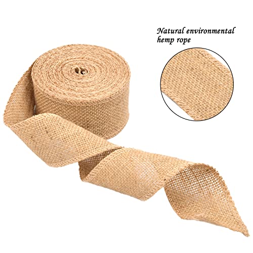 Cozlly 10 Meter Rollo de Cinta de Arpillera, 6 cm Cinta de Arpillera, Cinta de Yute Natural, Rollo de Cinta de Yute, Cinta de Lino Rústico, Cintas de Tela de Arpillera para Envoltura de Regalos