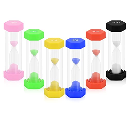 Cozlly Reloj de Arena 6 Colores,Anti Caída Reloj de Arena Temporizador,30 Segundos/1 Minutos/2 Minutos/3 Minutos/5 Minutos/10 Minutos,Reloj Arena Niños,para niños,aulas,cocinas,Juegos