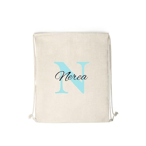 C&P Mochila de cuerdad personalizada Inicial + Nombre, medida 34 X 42