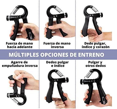 CPFITT Hand Grip, Fortalecedor de Agarre, Antebrazos, Muñecas, Dedos, Manos, Resistencia Ajustable, Rehabilitación, Recuperación, Antiestrés, Accesorio para Gym, 1 Pieza, Negro