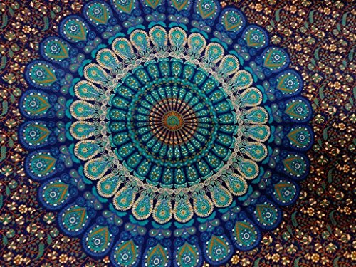 Craftozone Tapiz Regalo tapices Hippie Mandala Bohemio psicodélico intrincado Indio Colgante de Pared Ropa de Cama Colcha