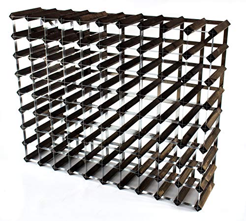 Cranville wine racks Madera Classic 90 Botella de Roble Oscuro Manchado y Metal autoensamblaje Estante del Vino galvanizado