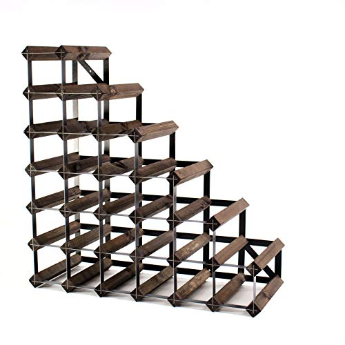 Cranville wine racks Madera Understairs Classic Roble Oscuro Manchado y Estante del Vino del Metal Negro ya montados