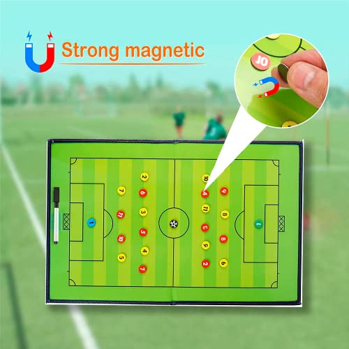 CREADY® Pizarra Entrenador de Futbol, Carpeta Táctica para Entrenar, Regalos para Entrenadores, Pizarra Magnetica Futbol, Pizarra Futbol Entrenador con Fichas Magnéticas y Rotulador