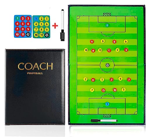 CREADY® Pizarra Entrenador de Futbol, Carpeta Táctica para Entrenar, Regalos para Entrenadores, Pizarra Magnetica Futbol, Pizarra Futbol Entrenador con Fichas Magnéticas y Rotulador