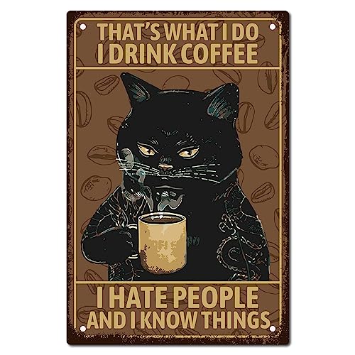 CREATCABIN Gato Negro Retro Metal Cartel de Chapa Café Bar Kitty Decoración de Pared Vintage Hombre Cueva Placas para el Hogar Pared Habitación Bar Club Cocina Restaurante Retro Carteles de 20 x 30 cm