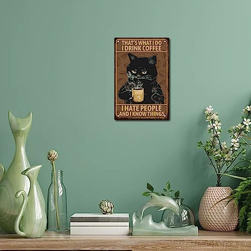 CREATCABIN Gato Negro Retro Metal Cartel de Chapa Café Bar Kitty Decoración de Pared Vintage Hombre Cueva Placas para el Hogar Pared Habitación Bar Club Cocina Restaurante Retro Carteles de 20 x 30 cm