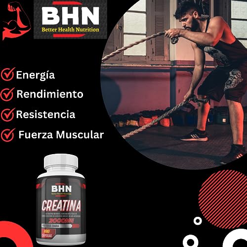 Creatina Monohidratada - 3000mg De Creatina Monohidrato En Polvo Por Dosis - Facilita Aumentar La Masa Muscular, Fuerza Y La Resistencia - Creatine Monohydrate Pura, 180 Capsulas