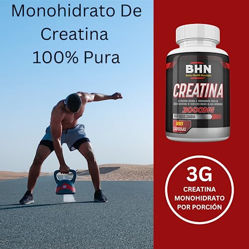 Creatina Monohidratada - 3000mg De Creatina Monohidrato En Polvo Por Dosis - Facilita Aumentar La Masa Muscular, Fuerza Y La Resistencia - Creatine Monohydrate Pura, 180 Capsulas