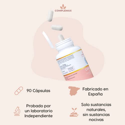 Creatina Monohidratada 90 Cápsulas, Complemento Alimenticio Que Mejora El Rendimiento Físico Y La Fuerza Muscular