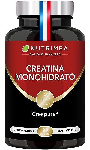 Creatina Monohidratada Creapure - 3000 mg por día - Fórmula 100% Pura Sin Excipientes - Intensidad Deportiva - Rendimiento Físico - Energía - Formato Viaje - 90 Cápsulas Veganas Nutrimea