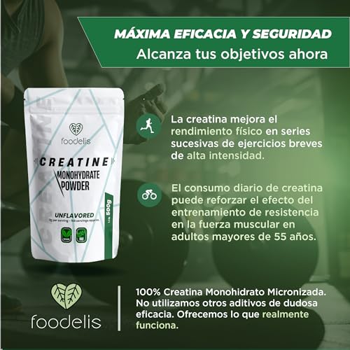 Creatina monohidratada en polvo | 500GR | 166 dosis | 100% creatina monohidrato micronizada | Sin sabor | No-GMO