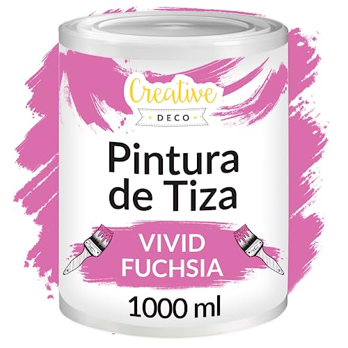 Creative DECO 1L Fucsia Intenso Pintura a la Tiza para Muebles Chalk Paint | Pintura Madera Mate y Lavable sin Lijar | Renovación, Decoración, Manualidades | Posible Efecto de Barrido y Gradiente