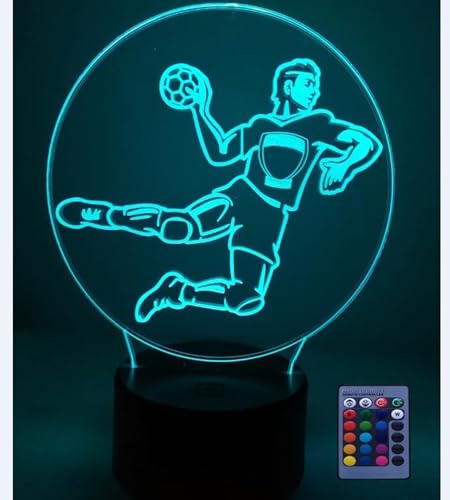 Creativo 3D Balonmano Luz Nocturna ilusión Optica Lámpara 7/16 Colores Cambiantes Control Remoto USB Power Juguetes Decoración Navidad Cumpleaños Regalo