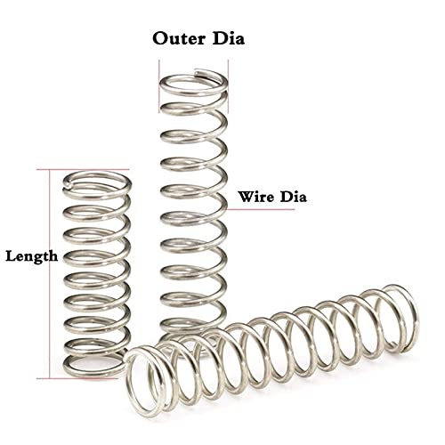 CREEYA Kit Surtido de resortes de compresión, 15 tamaños Diferentes, 225 Piezas, Mini resortes de Acero Inoxidable para Reparaciones, 10 mm - 30 mm de Longitud, 4-6 mm de diámetro Exterior