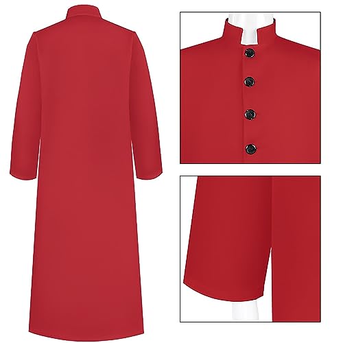 CreoQIJI Sudadera de trabajo para mujer, invierno, hombre, disfraz de sacerdote, túnica romana, cuello alto, medieval, disfraz de manga larga para hombre, rojo, XXXXXL