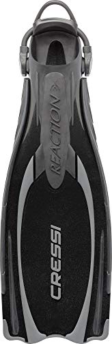 Cressi Fersenbandflosse Reaction EBS Fins Aletas, Unisex, Negro/Plateado, S-M