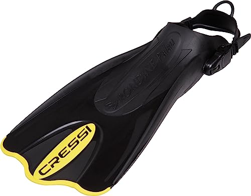 Cressi Palau Saf Fins - Aletas Cortas Ajustables Adultos para Bucear y Nadar, Negro/Amarillo Aletas Cortas, L/XL (44/47)