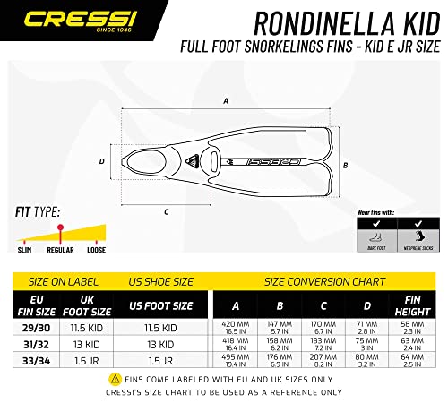 Cressi Rondinella - Aletas de gama alta para iniciación y snorkeling