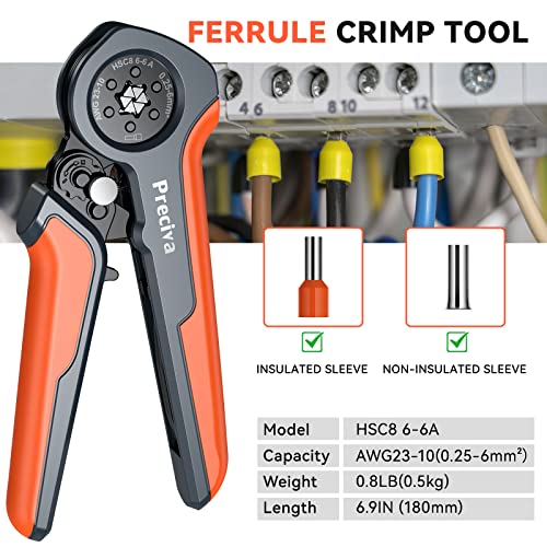 Crimpadora terminales electricos, herramienta de prensado Preciva de 0,25-6 mm cuadrados, pinzas de prensado de ajuste manual, nuevo diseño de herramientas de prensado hexagonal