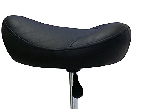 Crisnails® Taburete de Peluquería, Silla de Peluquería, Asiento de Material Cuero Sintético y Diseño Ergonómico, Altura Regulable, Giratorio 360º y Base Estable con 5 Rueditas, Color Negro