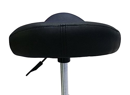 Crisnails® Taburete de Peluquería, Silla de Peluquería, Asiento de Material Cuero Sintético y Diseño Ergonómico, Altura Regulable, Giratorio 360º y Base Estable con 5 Rueditas, Color Negro