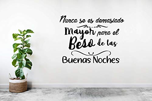 CrisPhy® Frase Vinilo"Nunca se es demasiado mayor" Vinilos decorativos, Pegatina frases motivadoras para pared. Pegatinas para decorar habitaciones.Vinilos frases (Alto 22cm por 30cm)