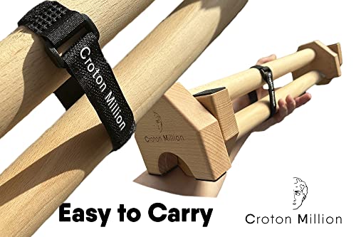 Croton Million - Barras paralelas (Small) de madera para flexiones antideslizantes, para el gimnasio en casa y exteriores, para calistenia, entrenamiento y musculacion con peso corporal y yoga