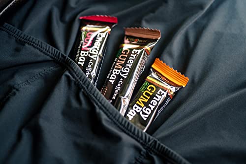 Crown Sport Nutrition Energy GUM Bar - Barritas energéticas de gominola con cafeína. Gel energético. Gummies Veganas. Ciclismo, running. (12 unidades de fresa)