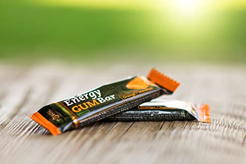 Crown Sport Nutrition Energy GUM Bar - Barritas energéticas de gominola sin cafeína. Gel energético. Gummies Veganas. Ciclismo, running. (12 unidades de naranja)