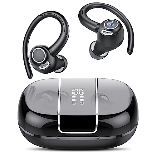 Csasan Auriculares Inalambricos Deportivos, Auriculares Bluetooth 5.3 con Llamada Clara CVC8.0, 48H de Reproducción HiFi Estéreo Cascos Inalambricos con Pantalla LED, IP7 Impermeables/Running/Sport