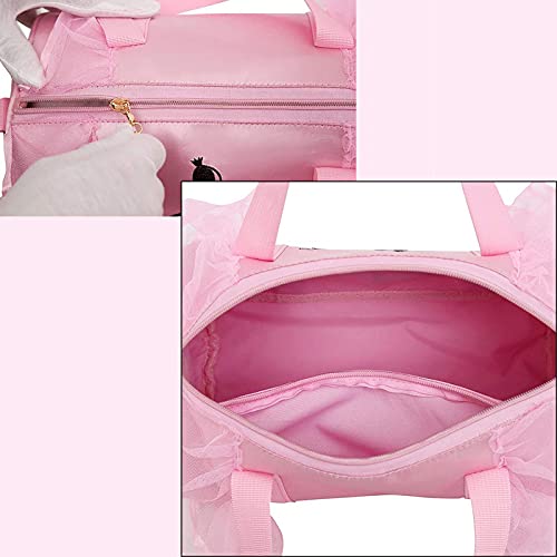 CSPone Bolsa de Baile Niñas Ballet Bolsa Deporte Niñas Hombro Bandolera con Encaje Rosa