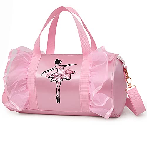 CSPone Bolsa de Baile Niñas Ballet Bolsa Deporte Niñas Hombro Bandolera con Encaje Rosa