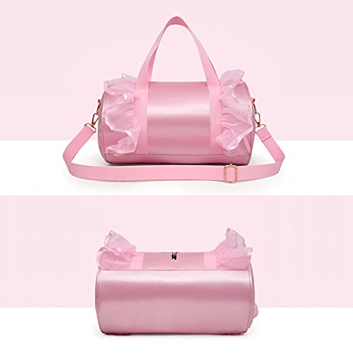 CSPone Bolsa de Baile Niñas Ballet Bolsa Deporte Niñas Hombro Bandolera con Encaje Rosa