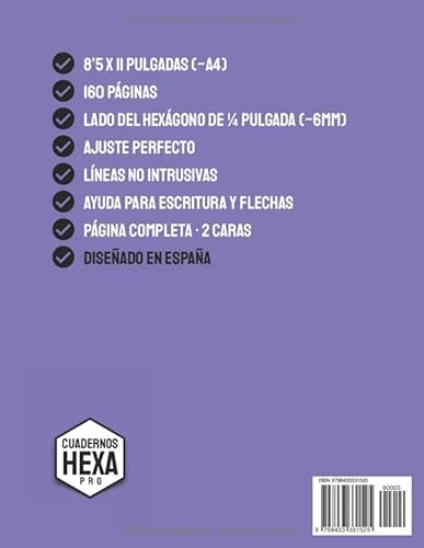 Cuaderno Hexagonal para Química Orgánica: Con Hexágonos y Línea Discontínua para tomar Mejores Apuntes. Dibuja y Escribe.