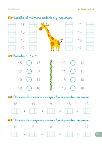 Cuadernos de refuerzo de matemáticas | Matemáticas comprensivas. Números 1 | Aprendizaje de los números hasta el 29 | Recomendado para 1º Educación Primaria