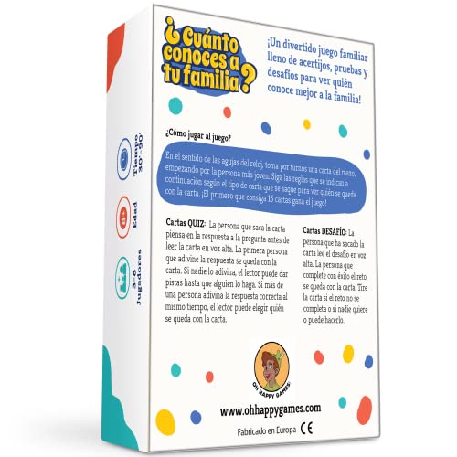 ¿Cuánto conoces a tu Familia? Un Divertido Juego de Cartas Familiar Lleno de Pruebas y desafíos para Ver quién Conoce Mejor a la Familia! Juego de Mesa, para Adultos y Niños