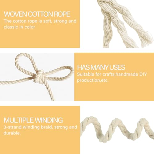 Cuerda Macrame, Soga Gruesa, Cuerda Manualidades, Rollo de Cuerda Algodon, Adecuado para Regalos Artesanales Diy (20mm*4m)