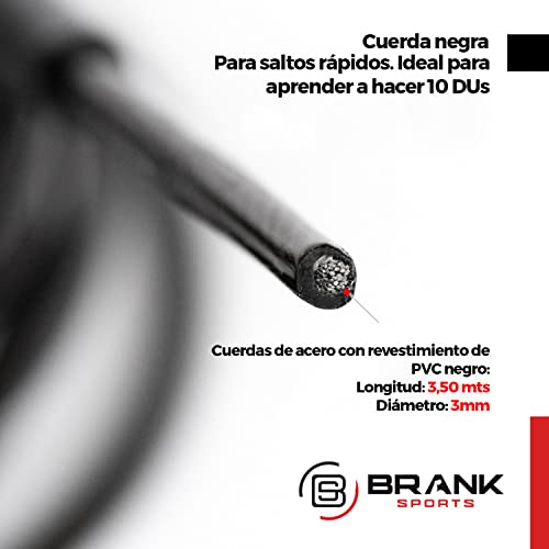 Cuerdas de Repuesto BRANK SPORTS para Cuerda de Saltar - Longitud de 3m - Cuerdas de Saltar para Adultos, Hombres, Mujeres y Niños - Cuerda de Velocidad para Boxeo y Gimnasio - Apta Cuerdas con Pesas