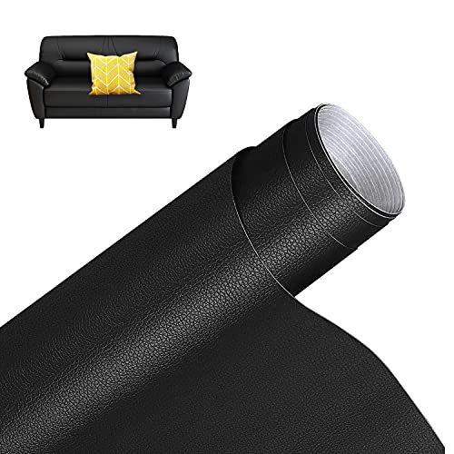 Cuero Adhesivo Parches Polipiel, Polipiel Adhesiva Piel para Tapizar 40 x 150 cm para Sofás, Asientos De Coche, Silla De Oficina, Cabecera, Bolsos, Negro