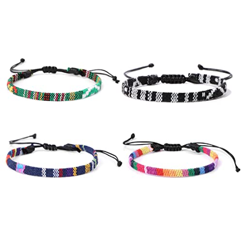 CUHZA Juego de 4 pulseras tobilleras para hombre y mujer, tejido de surf, tobilleras bohemias, hechas a mano, joyas de playa ajustables