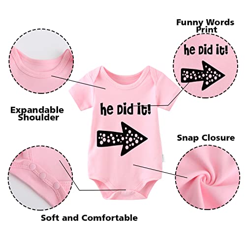 culbutomind Body para bebé gemelos, con texto en inglés "She He did it", Multicolor Bp, 9 mes